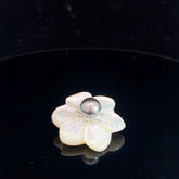 14k White Gold .05ct G SI1 Round Diamond Mother of Pearl Flower / Tahitian Pearl 9mm  Brooch / Pin and Pendant